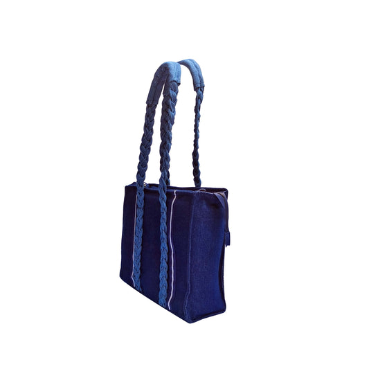 Denim Classic Braided Tote Bag