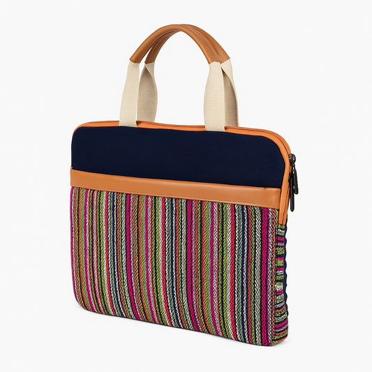 Jute Denim Laptop Messenger Bag