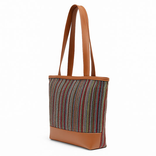 Jute Denim Tote Bag