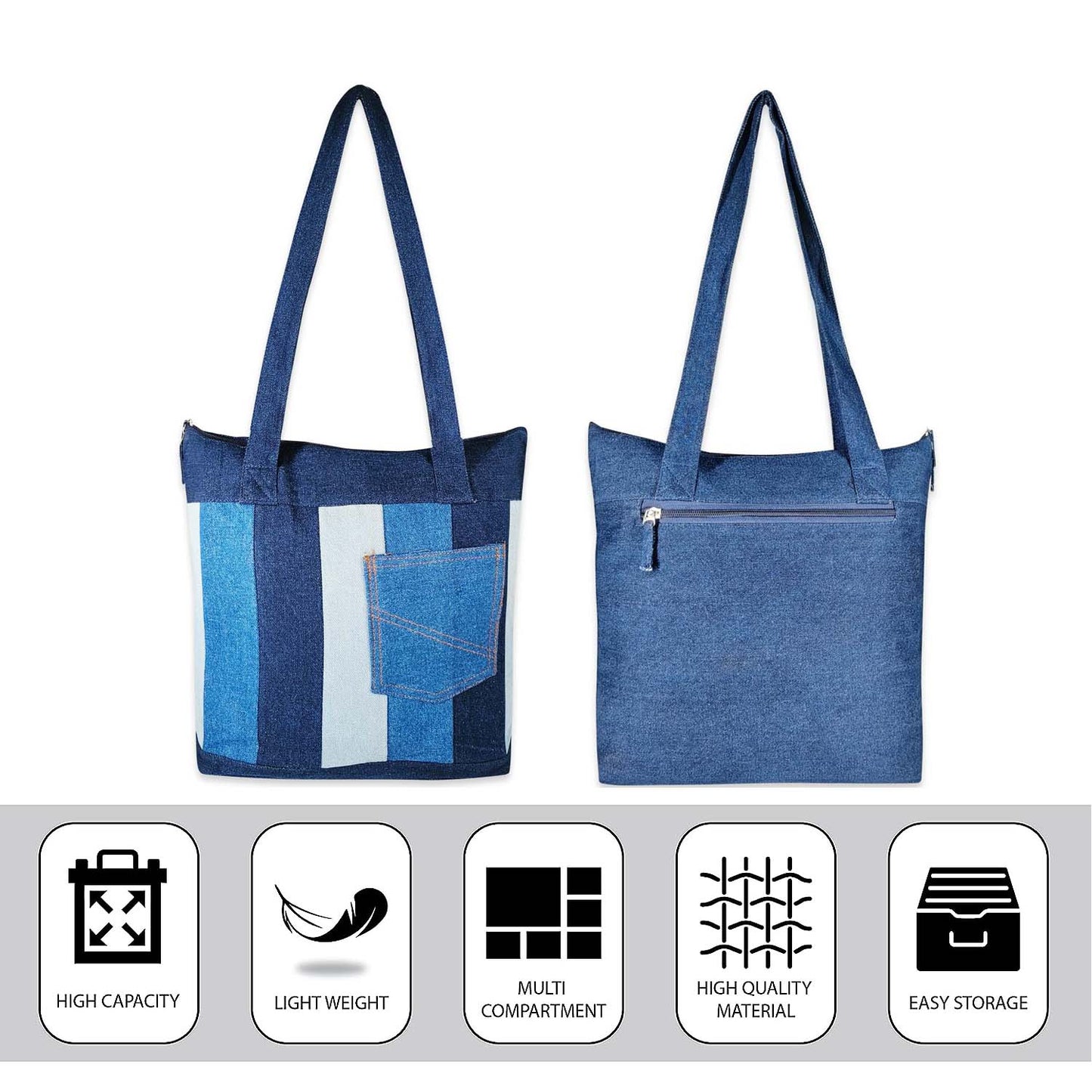Stripes Denim Tote