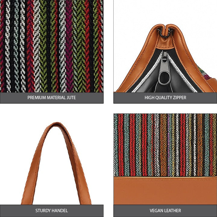 Jute Denim Tote Bag