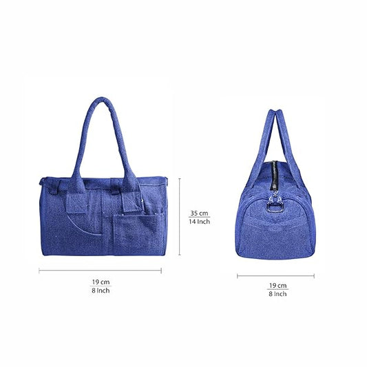 Signature Denim Tote Bag Trendy & Durable Handbag with Zipper Closure