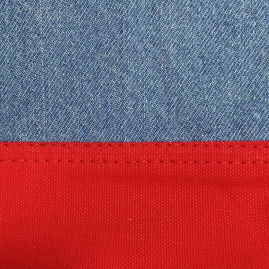 Canvas Laptop Bag, Denim Blue and Red, Dual Handle with Shoulder Strap