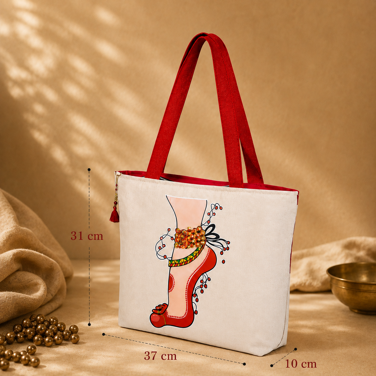 Dance Foot Ghungroo Canvas Bag Off White – "So Pretty!