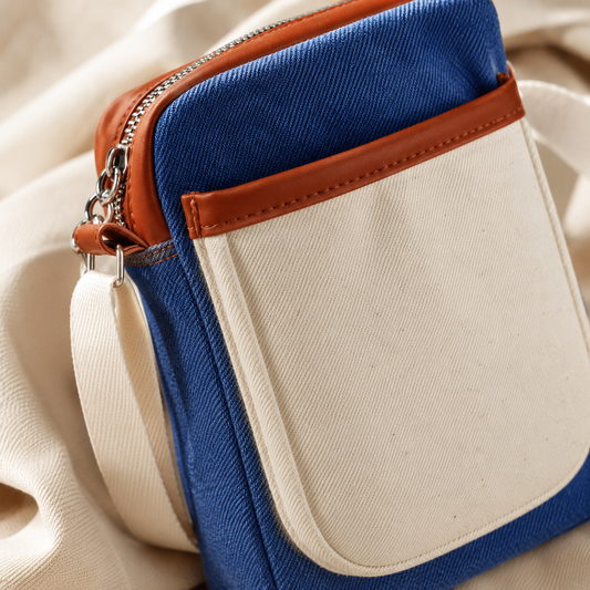 Denim & Canvas Mobile Sling with PU accent