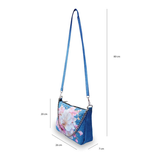 Denim Floral Shoulder Purse