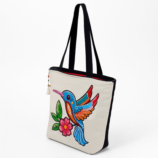 Artistic Bird Flower Tote Bag