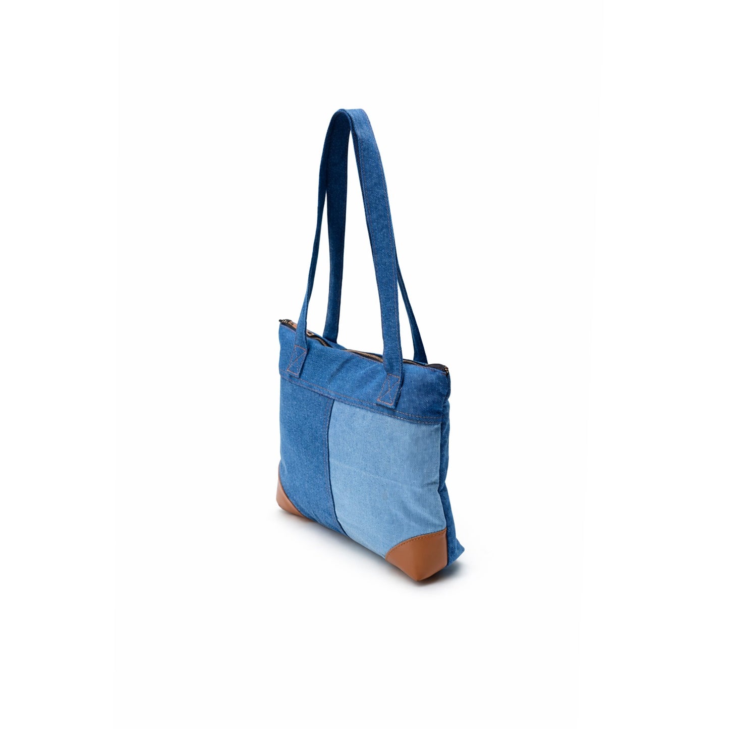 Classic Denim Tote with PU accent