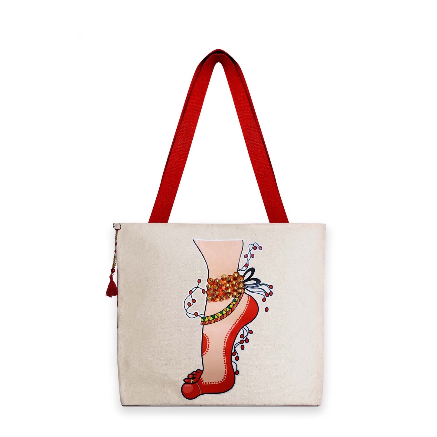 Dance Foot Ghungroo Canvas Bag Off White