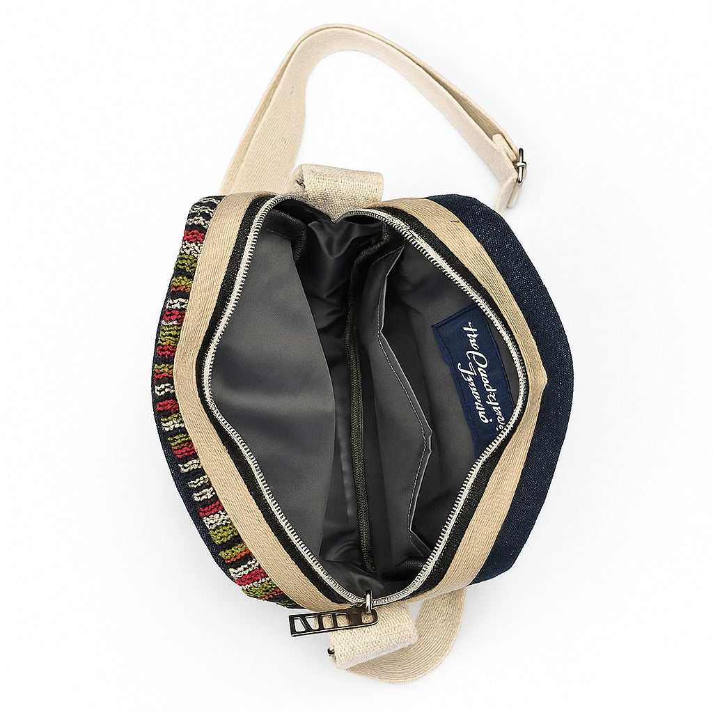 Jute Denim Mobile Sling Bag