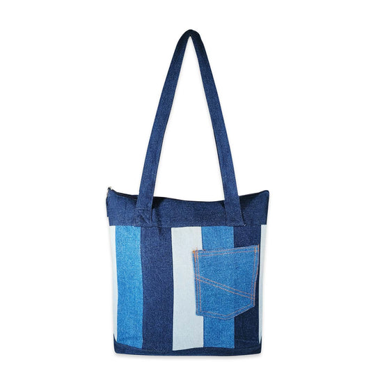 Stripes Denim Tote