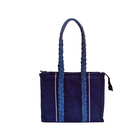 Denim Classic Braided Tote Bag