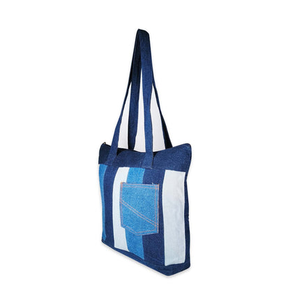 Stripes Denim Tote