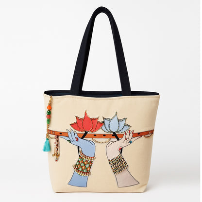 Radha Krishna Flute Tote Bag