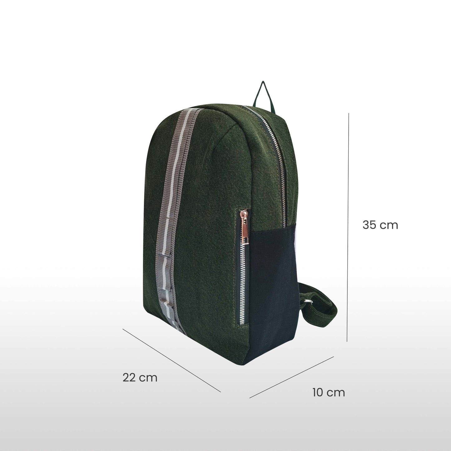 Denim Two compartments & front slanting Backpack
