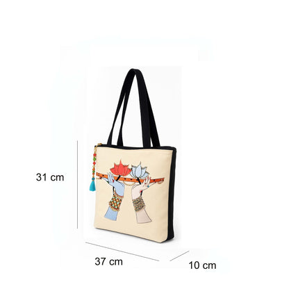 Radha Krishna Flute Tote Bag