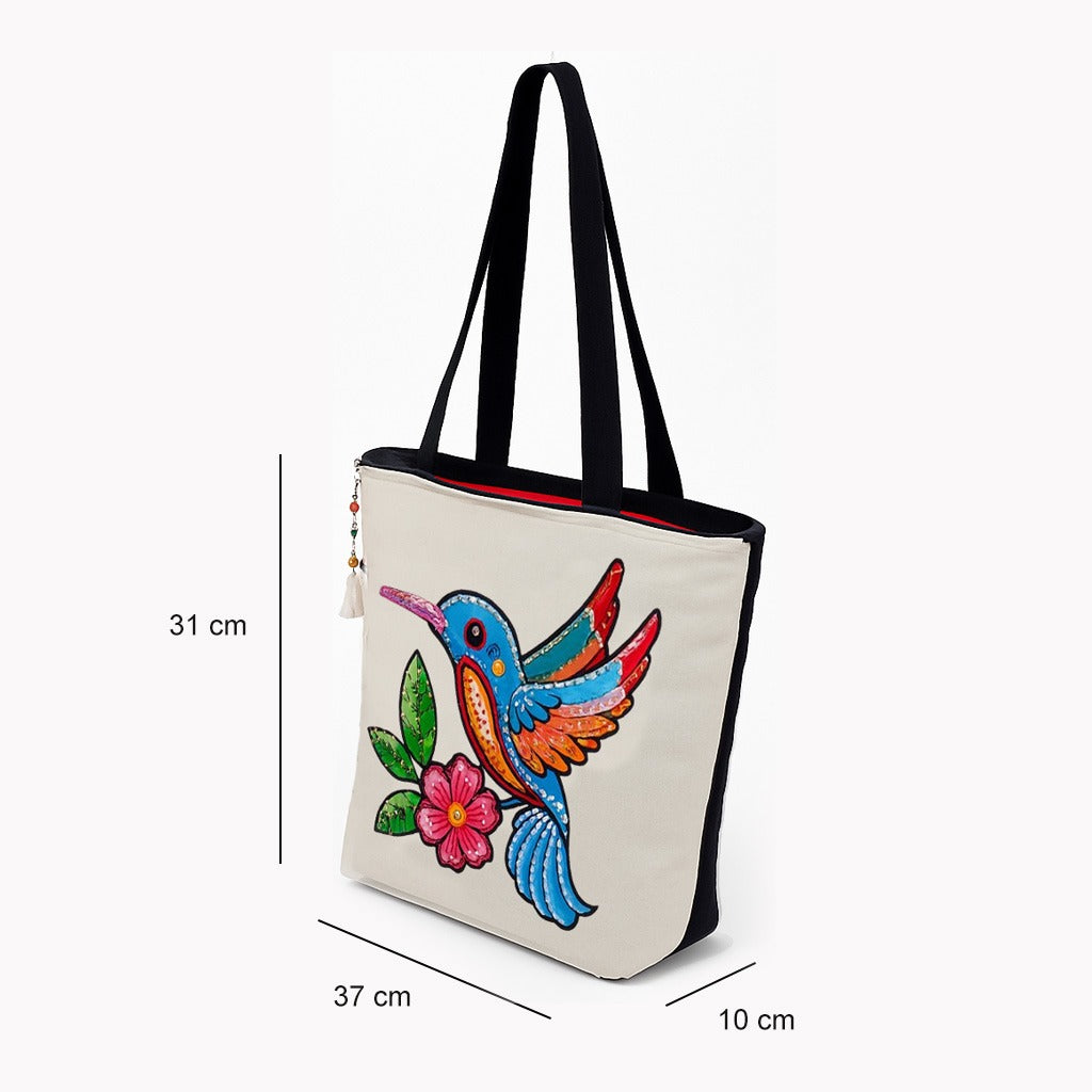 Artistic Bird Flower Tote Bag