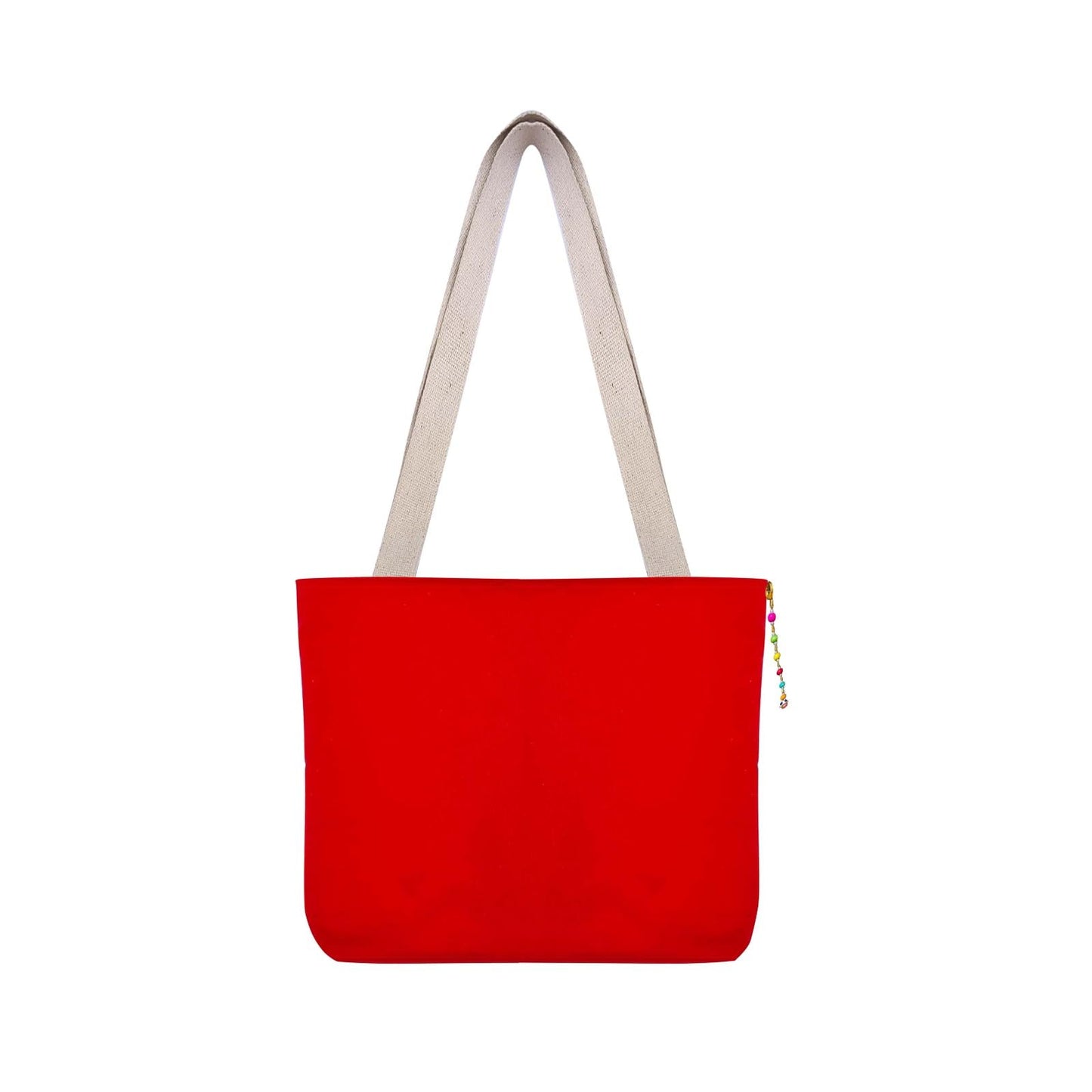 Hand-Painted Tote Bag with Classical Dancer Leg Posture Design–Reusable, Zipper Closure (Red) (White)