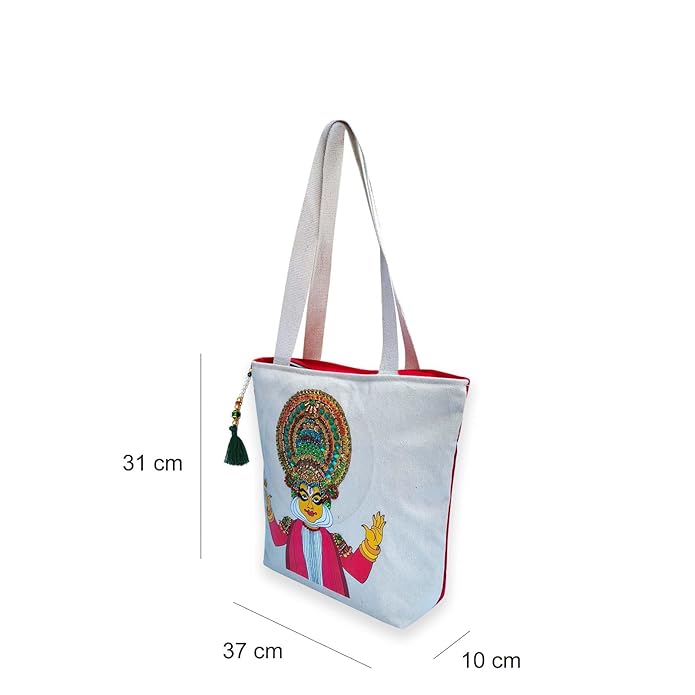 Canvas Tote Bag for Women, Zipper Handbags for Women Inner Pocket for Shopping, Office & Daily Use