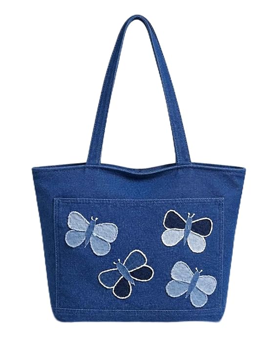 Denim Butterfly Tote Bag
