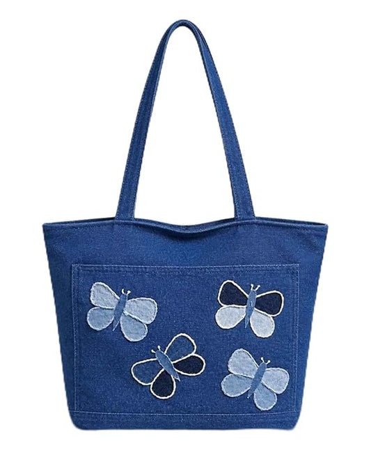 Denim Butterfly Tote Bag