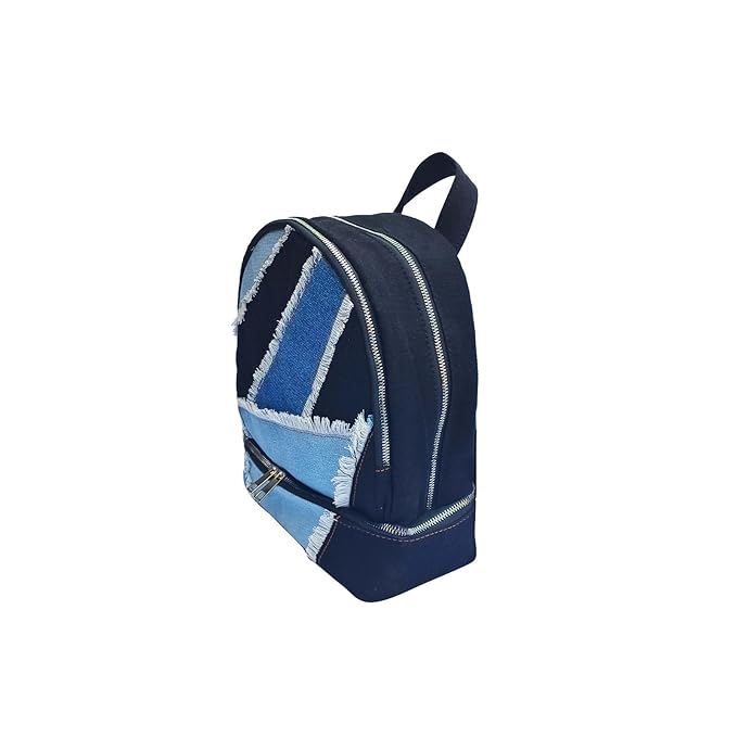 Work to Weekend Backpack For Women New Denim Textured Backpack Multipocket With Adjustable Strap.