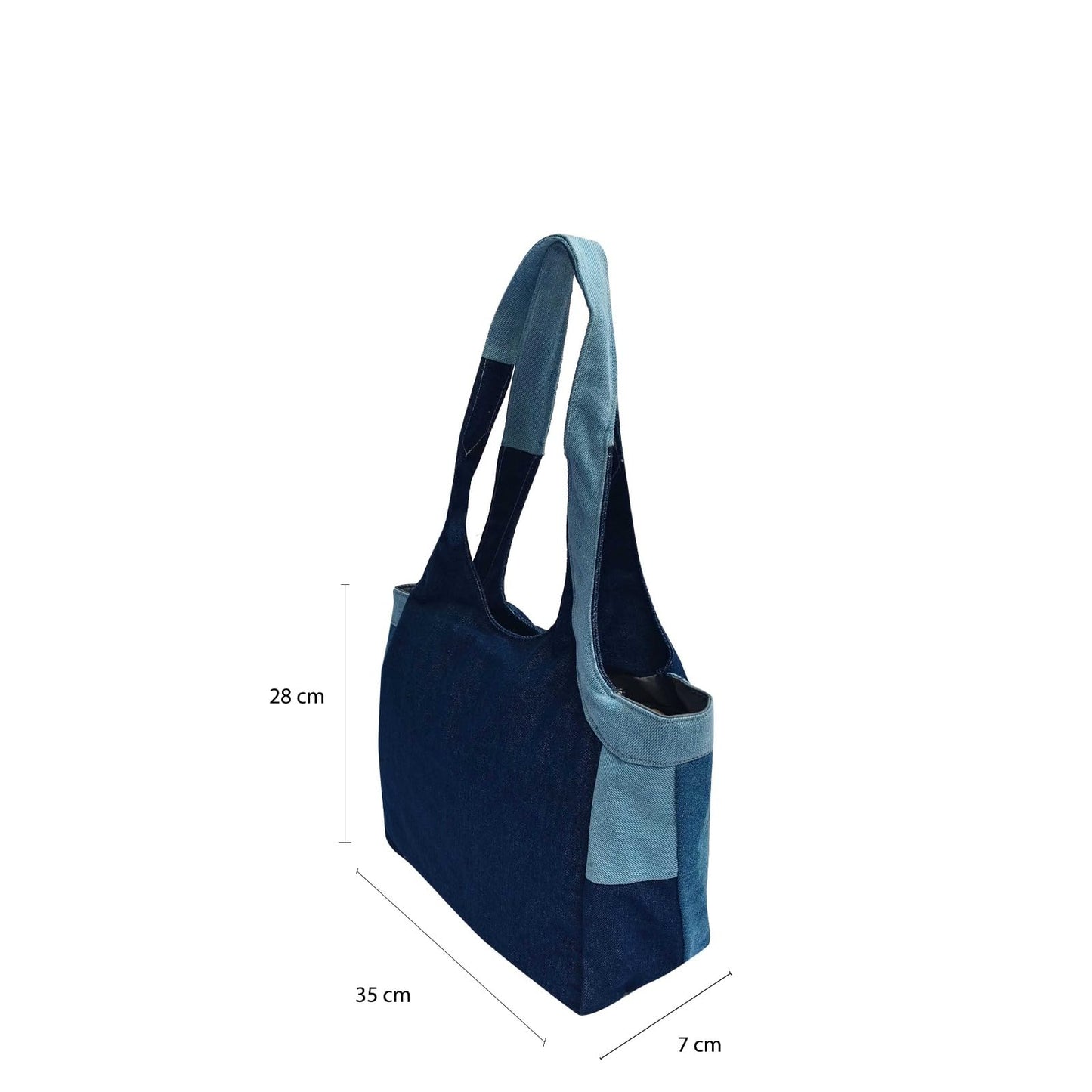 The Purani Jeans Denim Canvas Tote Bag – Trendy & Durable Handbag with Zipper Closure