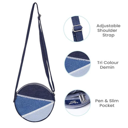 Denim Round Sling Bag