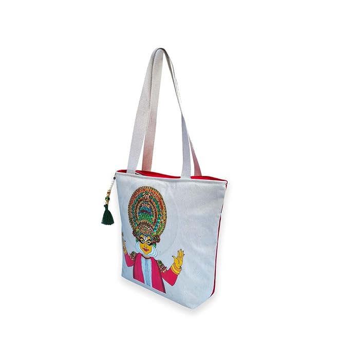 Canvas Tote Bag for Women, Zipper Handbags for Women Inner Pocket for Shopping, Office & Daily Use