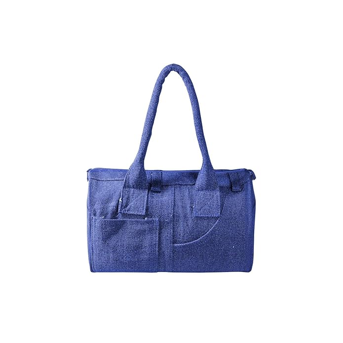 Signature Denim Tote Bag Trendy & Durable Handbag with Zipper Closure