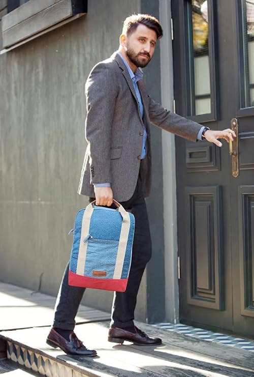 Denim Work to Weekend Backpack For Women Men New Denim Fashion Multipocket With Adjustable Strap.
