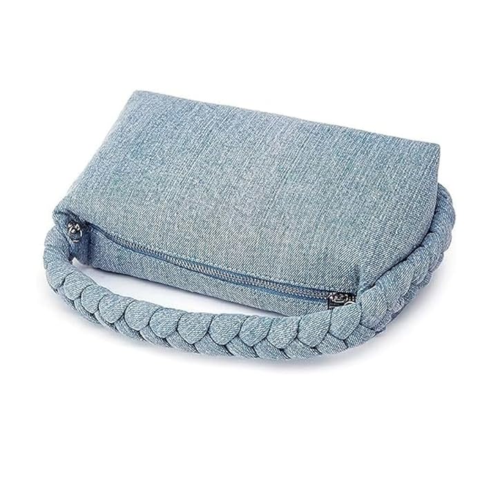 Women Denim Purse Vintage Jean Purse Woven Top Handle Handbags Lightweight Designer Crossbody Bag