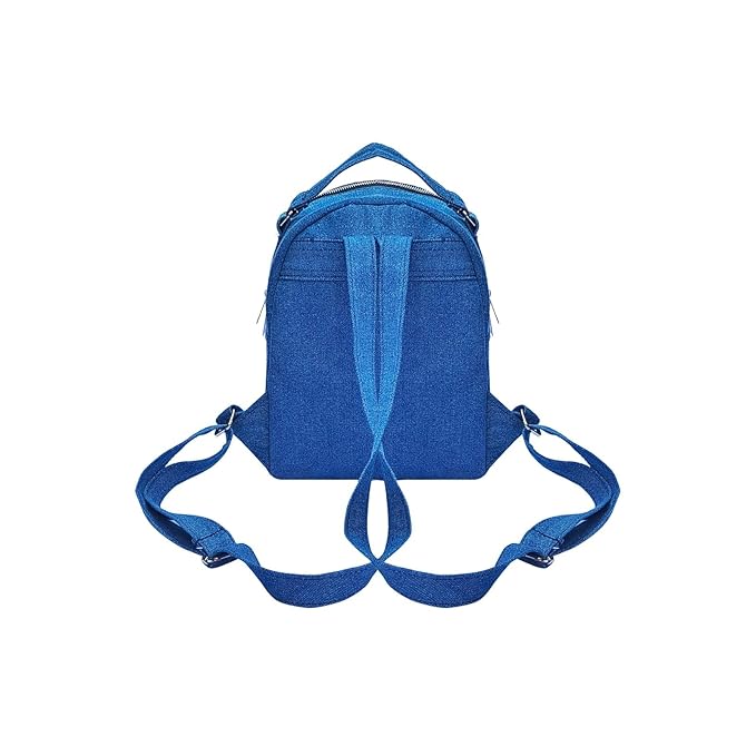 Denim V zipper Backpack Work to Weekend For Women New Denim Multipocket With Adjustable Strap.