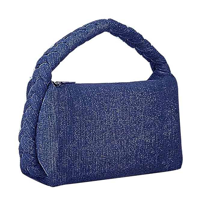 Women’s Denim Purse Vintage Jean Purse Woven Top Handle Handbags Lightweight Designer Crossbody Bag