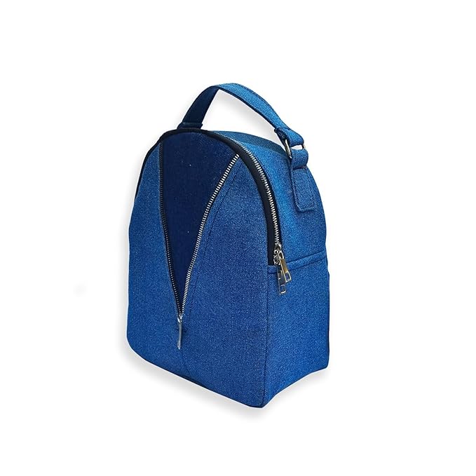 Denim V zipper Backpack Work to Weekend For Women New Denim Multipocket With Adjustable Strap.