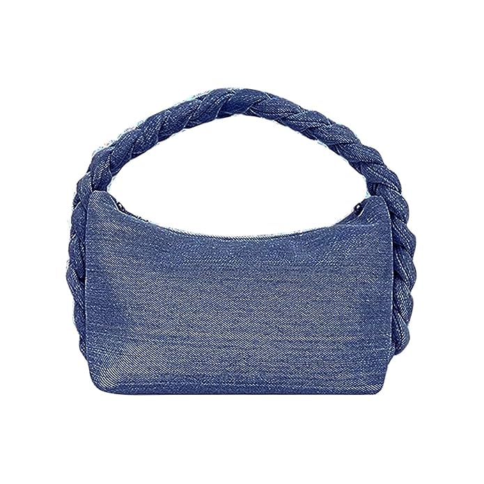 Women’s Denim Purse Vintage Jean Purse Woven Top Handle Handbags Lightweight Designer Crossbody Bag