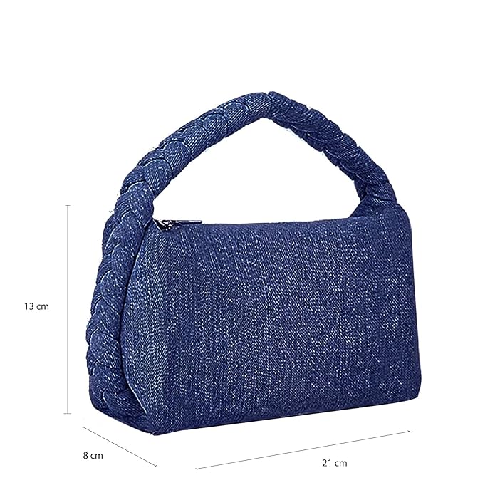 Women’s Denim Purse Vintage Jean Purse Woven Top Handle Handbags Lightweight Designer Crossbody Bag