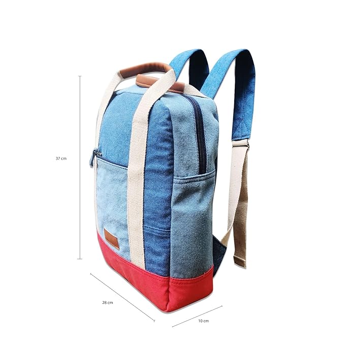 Denim Work to Weekend Backpack For Women Men New Denim Fashion Multipocket With Adjustable Strap.