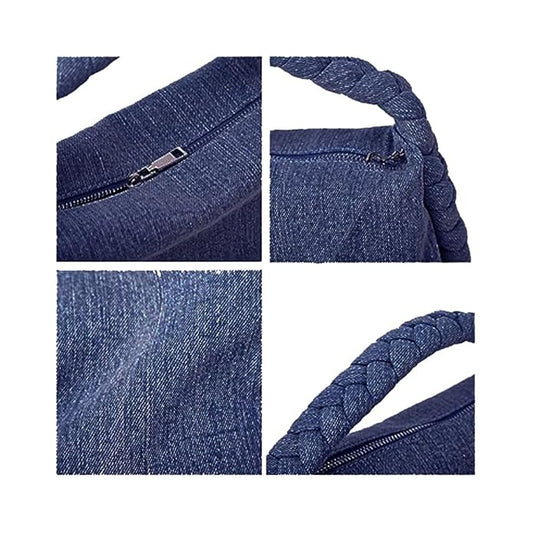 Women’s Denim Purse Vintage Jean Purse Woven Top Handle Handbags Lightweight Designer Crossbody Bag