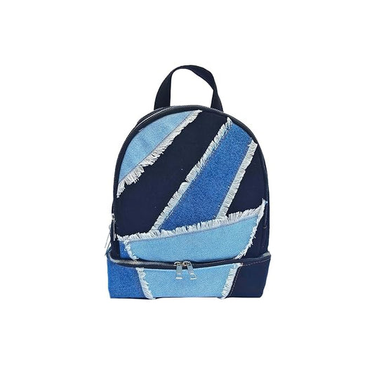 Work to Weekend Backpack For Women New Denim Textured Backpack Multipocket With Adjustable Strap.