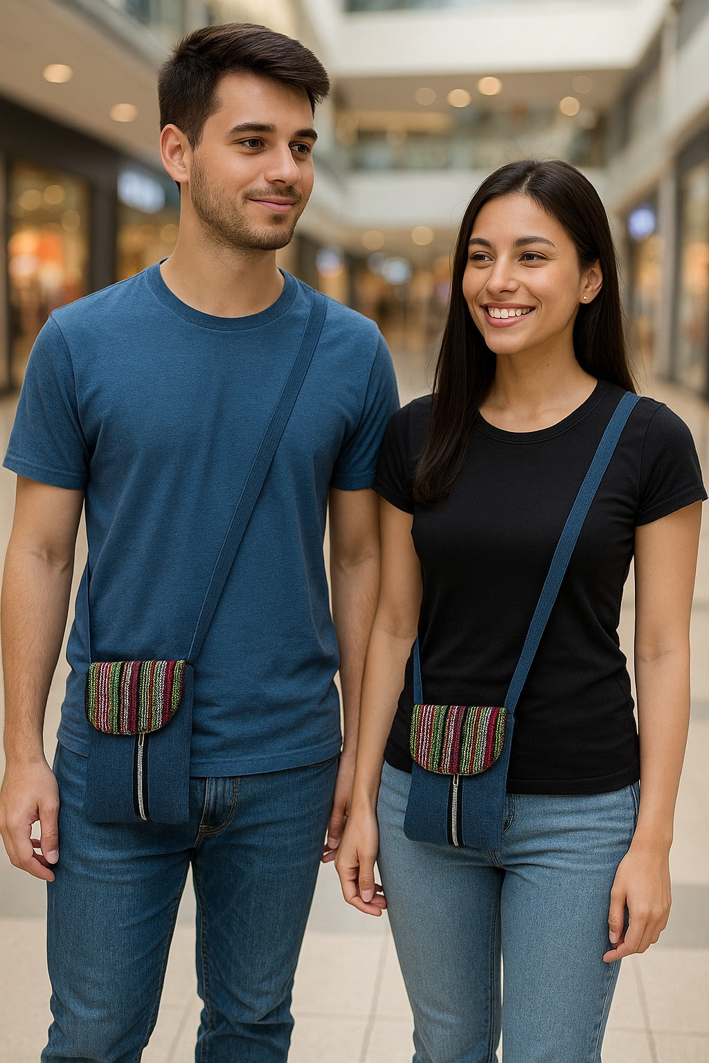 Jute Denim Fusion Mobile Sling