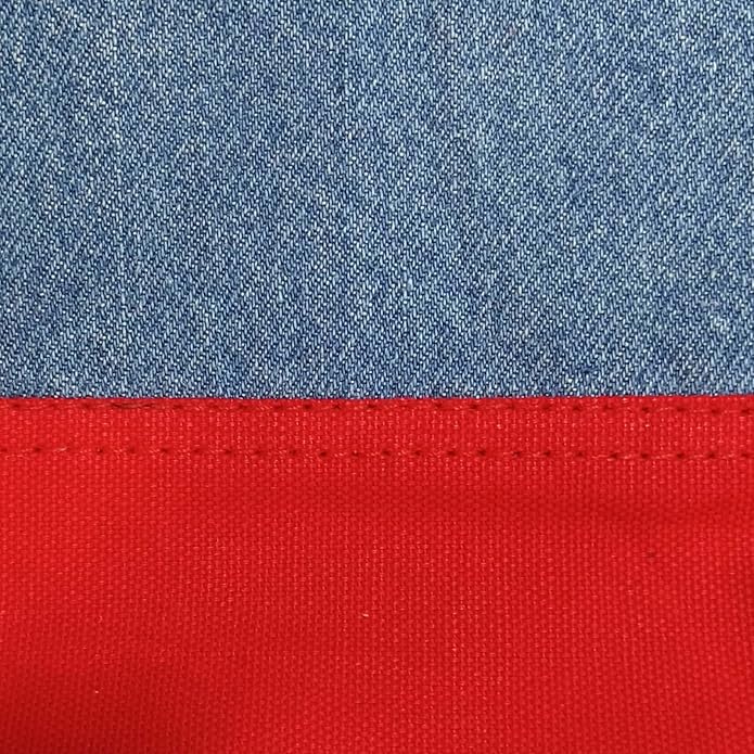 Canvas Laptop Bag, Denim Blue and Red, Dual Handle with Shoulder Strap