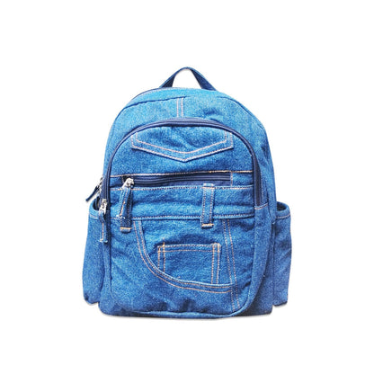College Bags For Girls Stylish School Tuition Backpacks For Women Men New Denim Fashion Ladies Multipocket With Adjustable Strap.