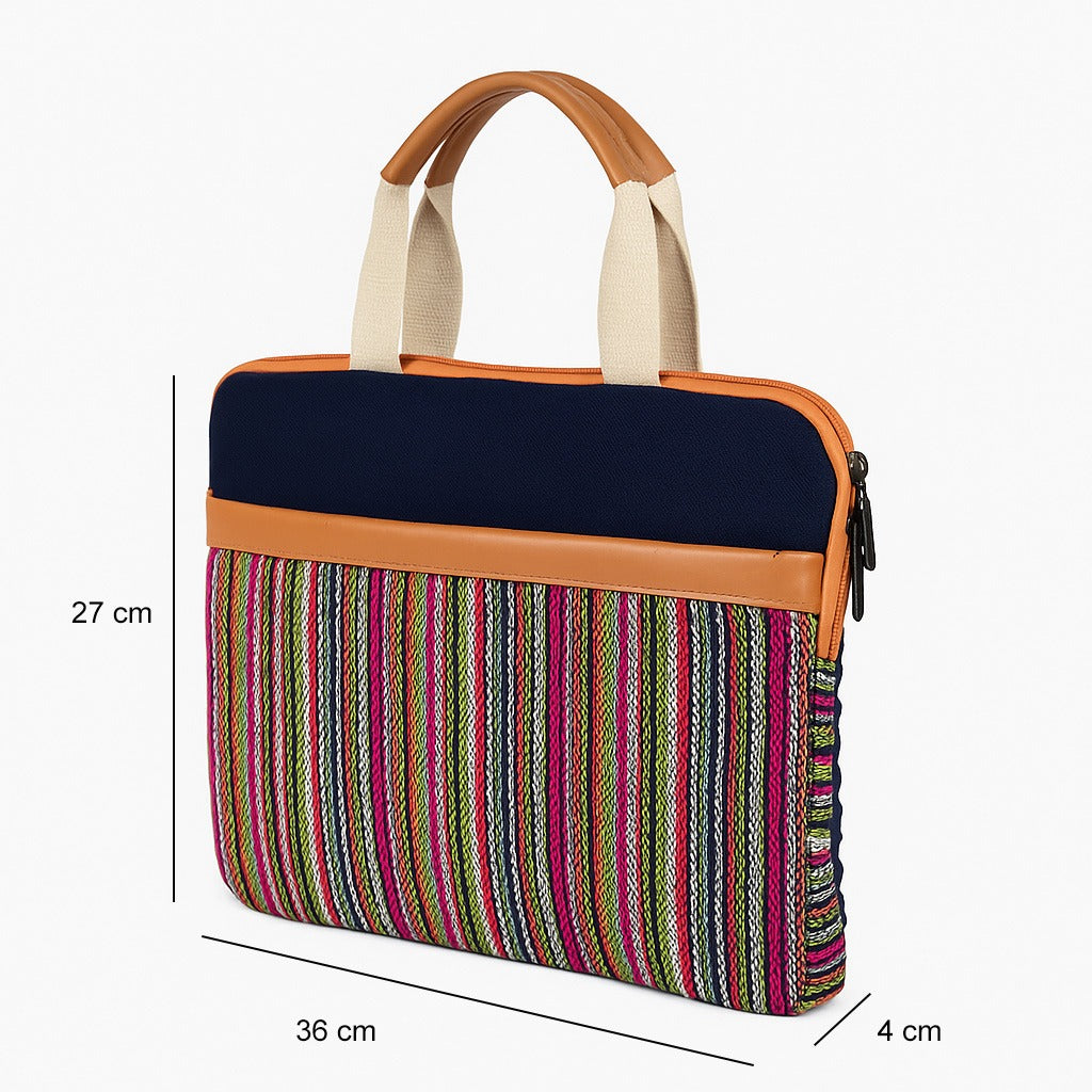 Jute Denim Laptop Messenger Bag