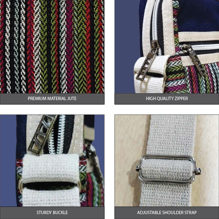 Jute Denim Mobile Sling Bag