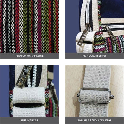 Jute Denim Mobile Sling Bag