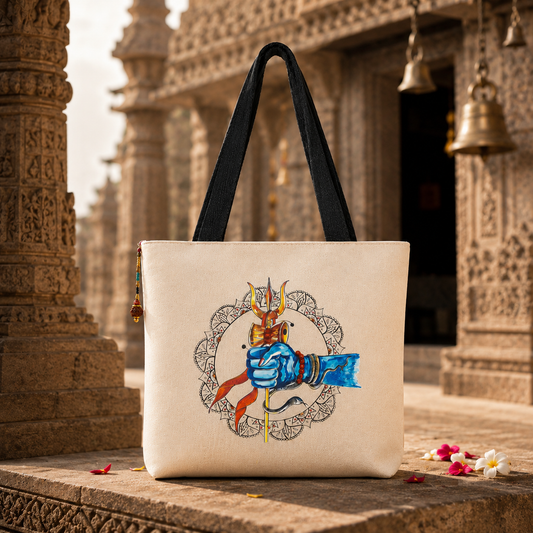 Shiv Trishul Canvas Tote Bag