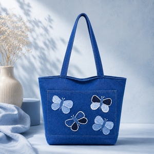 Denim Butterfly Tote Bag – "So Pretty!