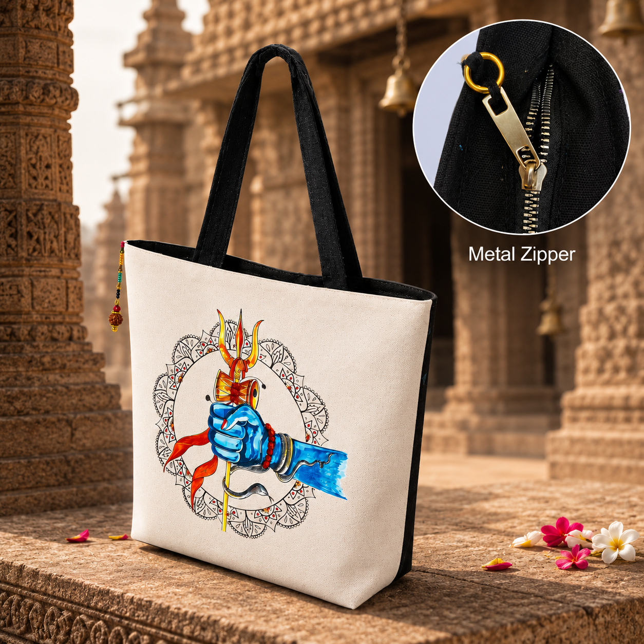 Shiv Trishul Canvas Tote Bag
