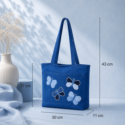Denim Butterfly Tote Bag – "So Pretty!